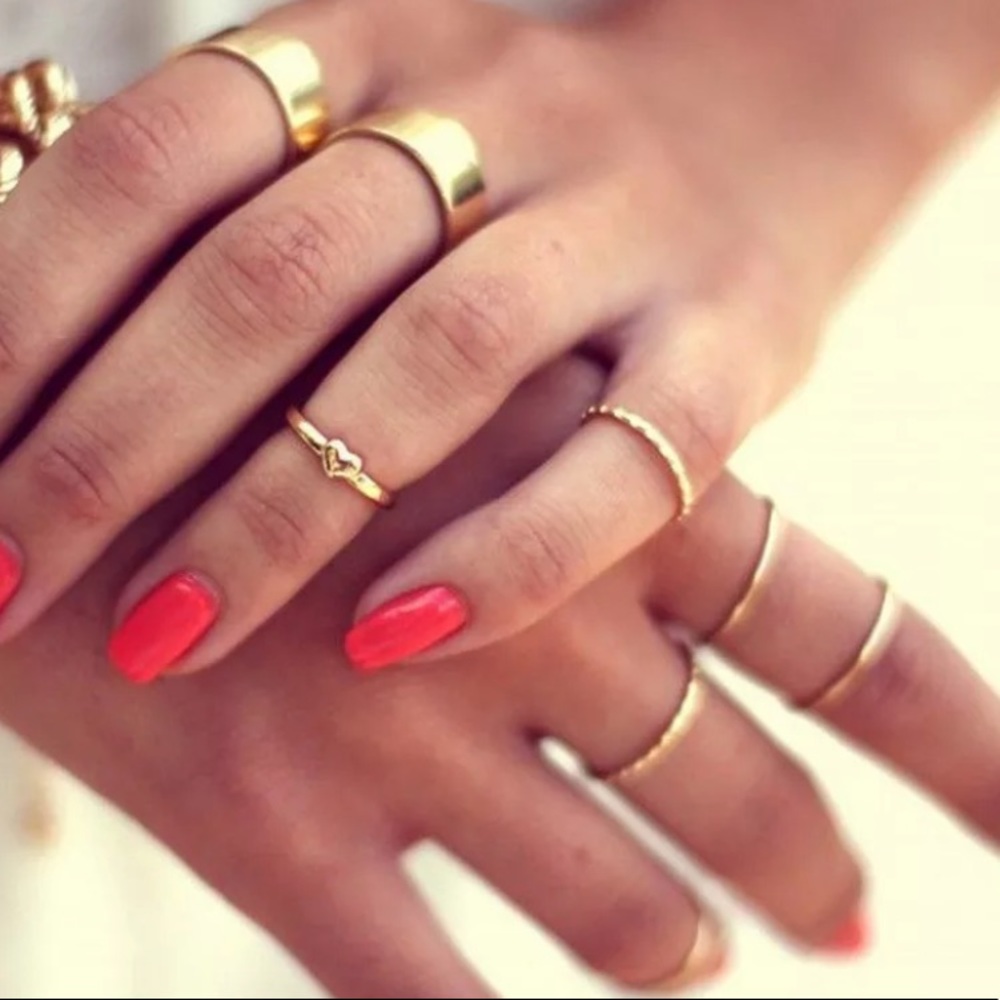 7 Piece Gold Ring Set Dainty Simple Minimalist